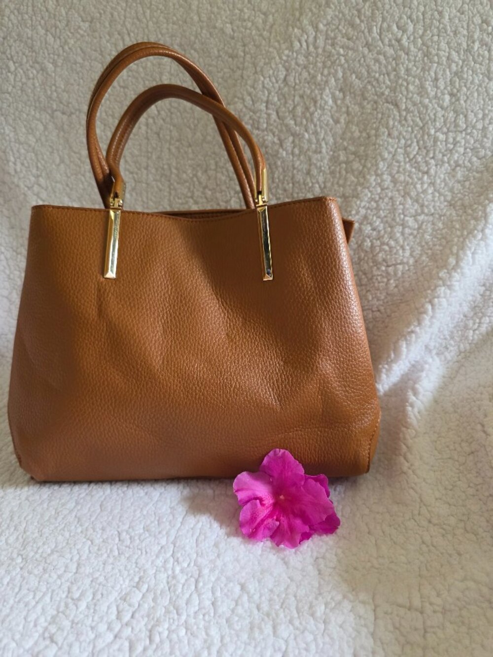 Isabella Vegan Leather Caramel Colored Purse.